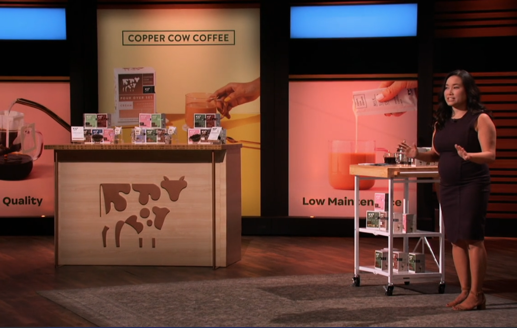 founder of copper cow coffee pitching on shark tank