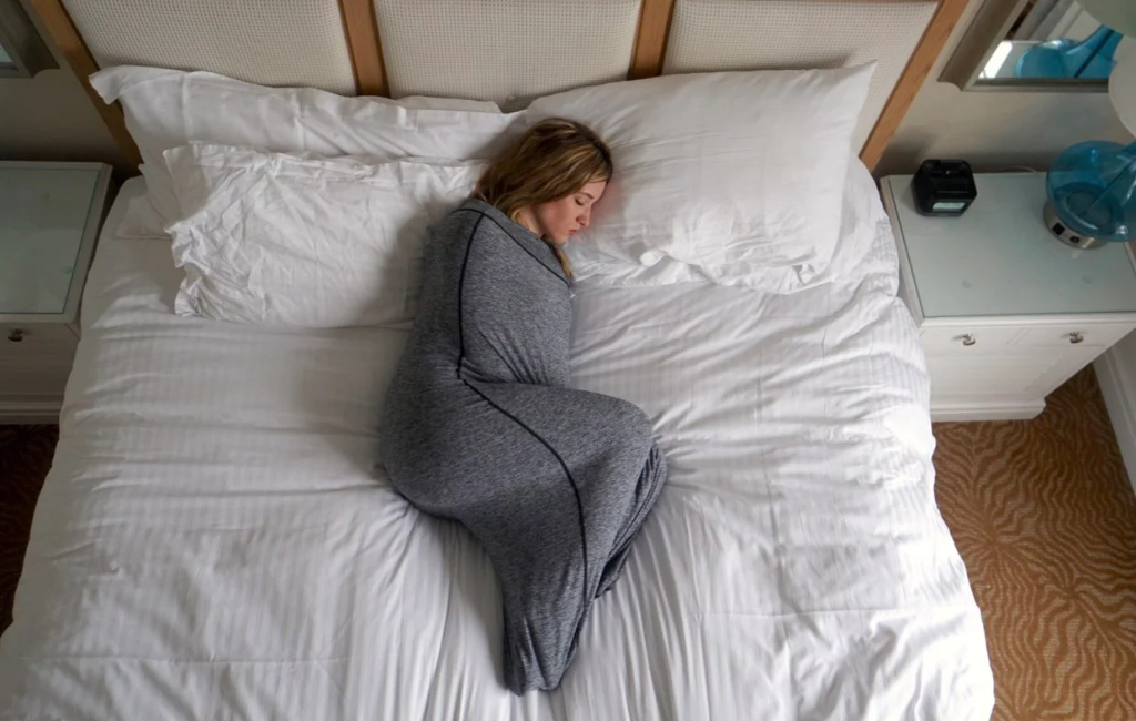 woman in sleeping blanket