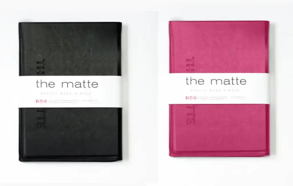 the matte makeup organizer in pink and black