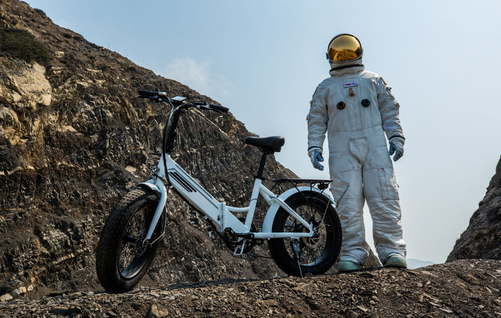 astronaut with bicycle