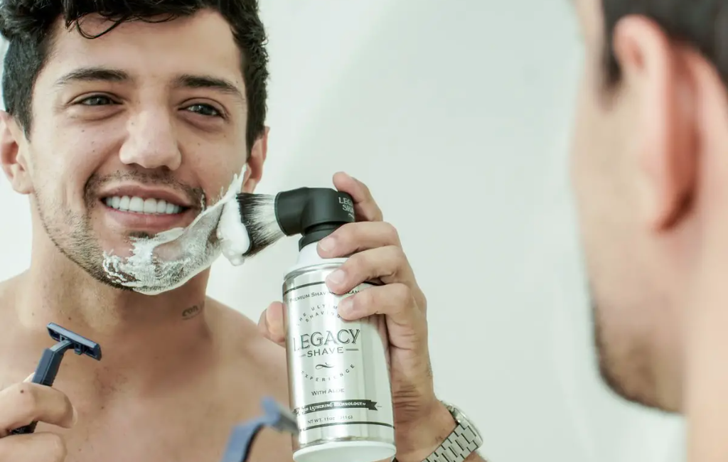 a man shaving using legacy shave