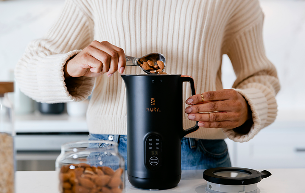 making almond milk using nutr machine