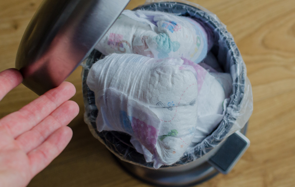 trash can with diapers