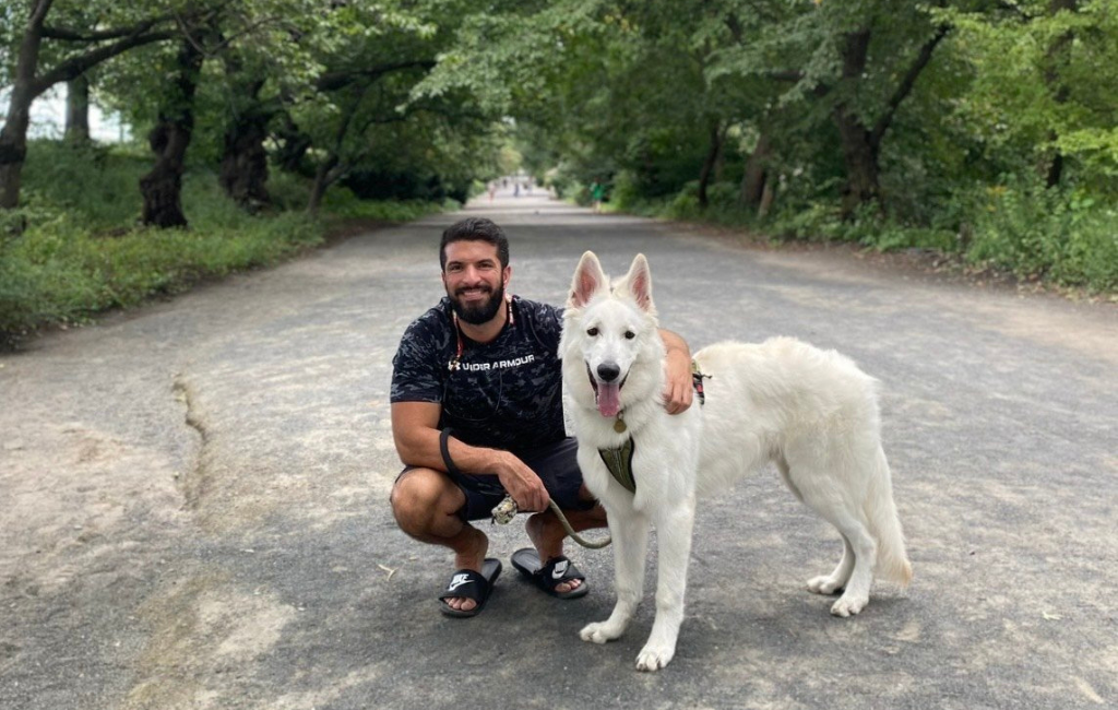 dog owner with a dog