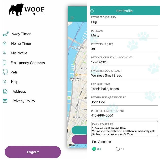 woof pet safety and rescue app