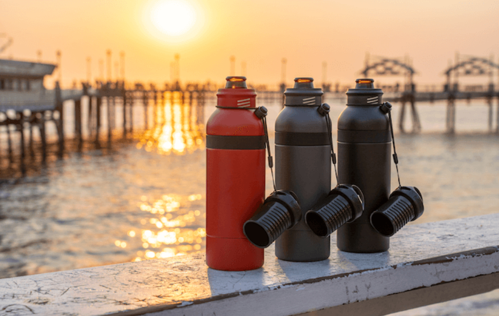 bottles on the dock