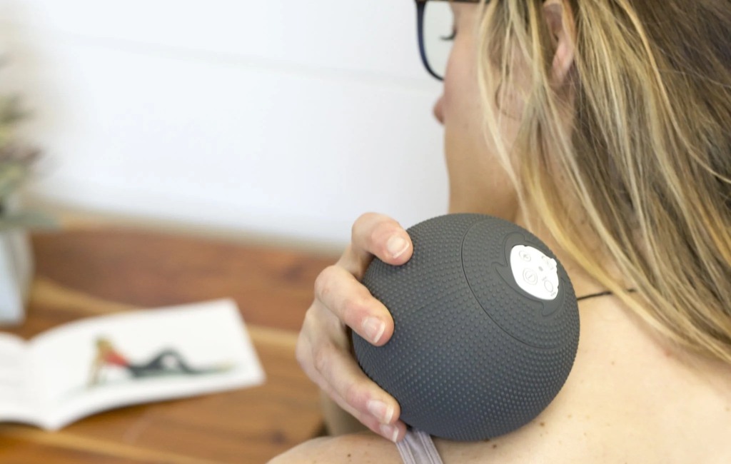 myostorm massage ball on neck