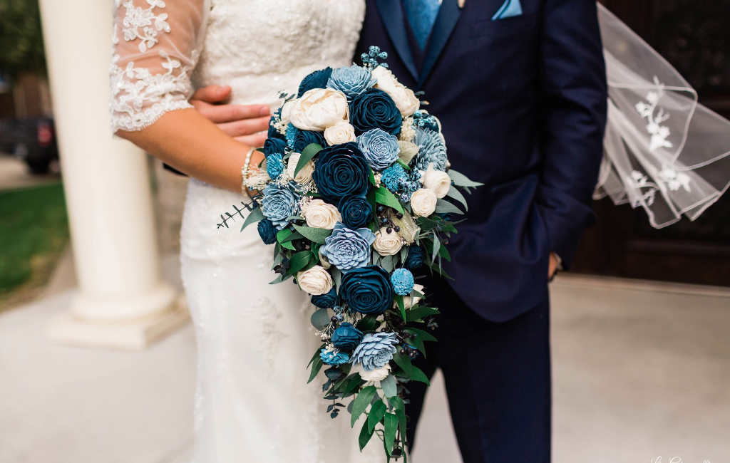 white blue bouquet