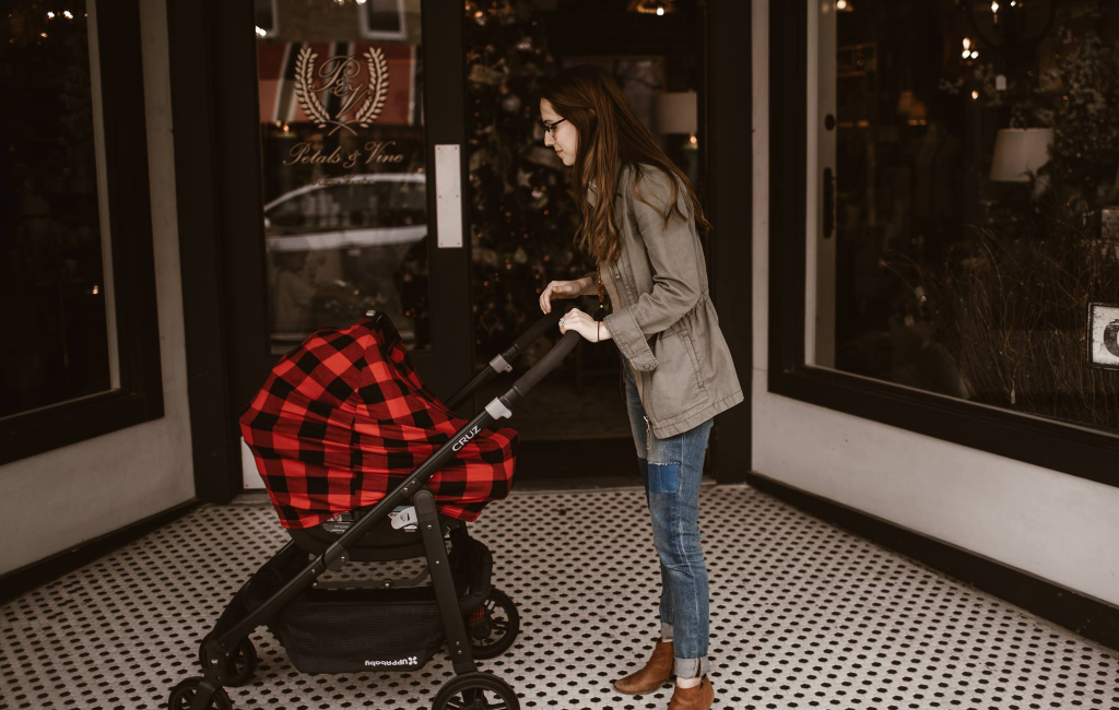 woman with baby carriage