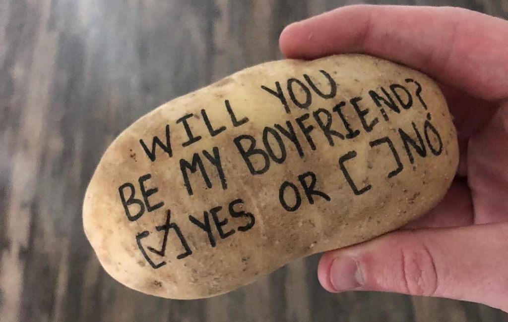 love message on potato