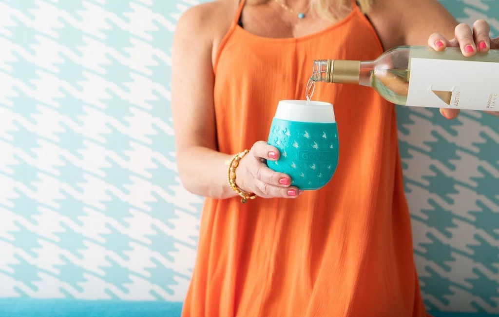 woman pouring glass